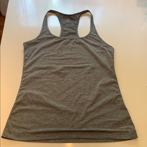 Heather gray stripped GapFit Athletic Top